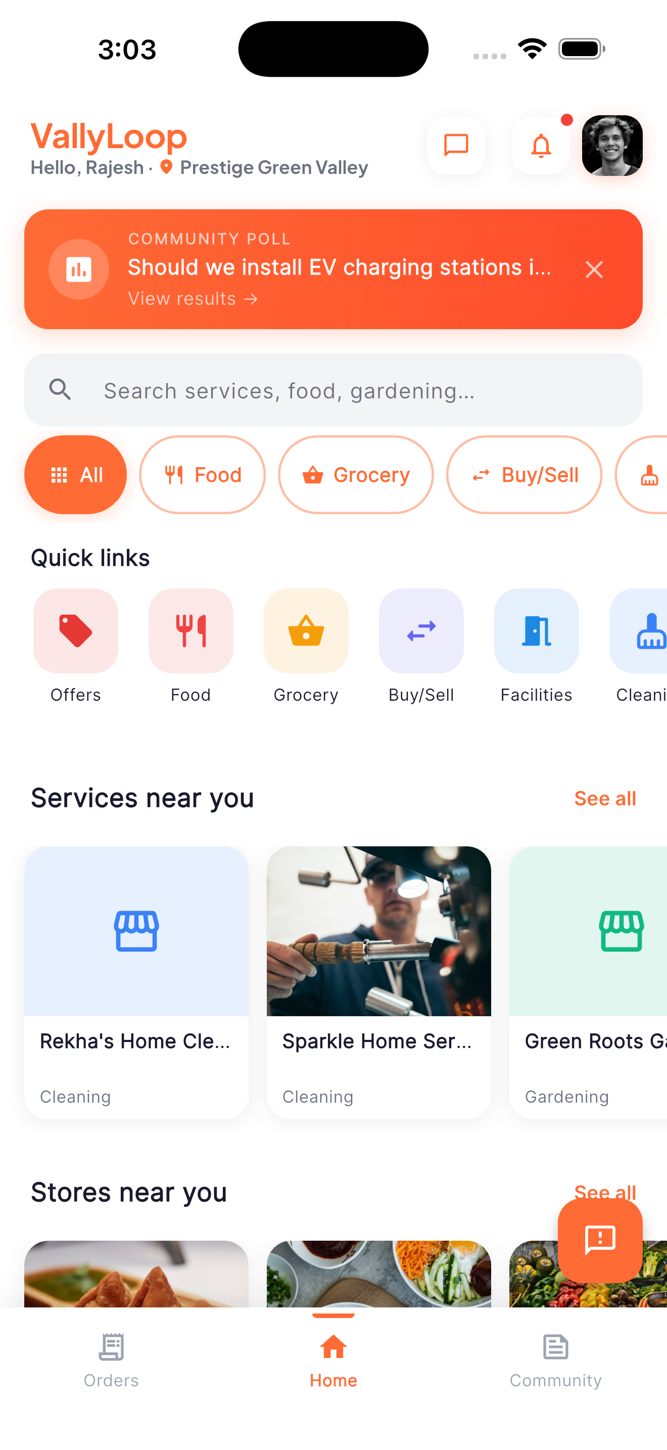 VallyLoop home screen